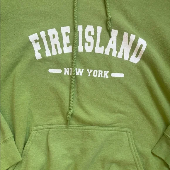 Neon Lime Green Fire Island Hoodie – Vintage Retro Cool! 🌟 size medium - Picture 6 of 11